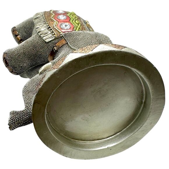 Decorative Jewel Embellished Resin Sitting Egyptian Elephant Candleholder 8" - Picture 10 of 16